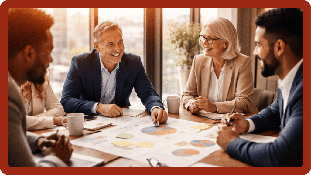 stratejik planlama toplantısı yapan yönetim ekibi