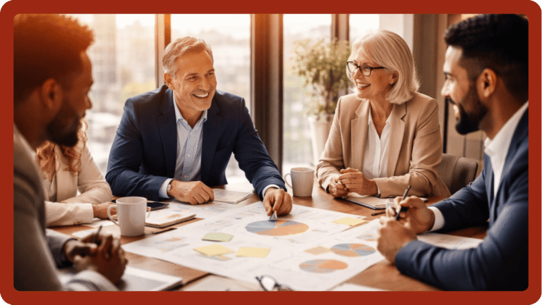 stratejik planlama toplantısı yapan yönetim ekibi