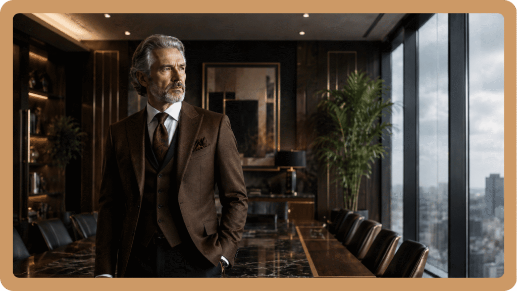 Yönetim kurulu başkanı modern bir yönetim kurulu salonunda